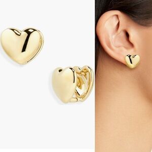 Nadri Heart Huggie Earrings in Gold NWT